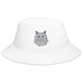 Cat-Embroidered Bucket Hat