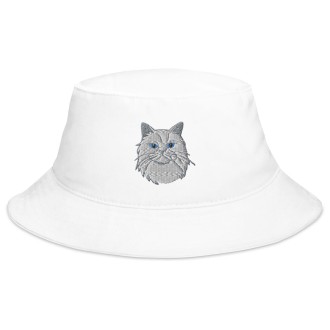 Cat-Embroidered Bucket Hat