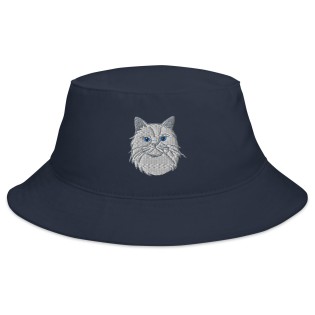 Cat-Embroidered Bucket Hat