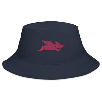 Bucket Hat with Winged Pig Design