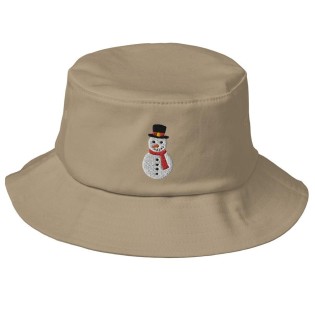 Snowman pattern bucket hat