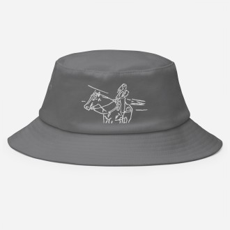 Bucket Hat with Equestrian Figure Pattern