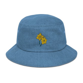 Bucket Hat with Two Bright Flowers