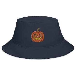 Pumpkin-Patterned Bucket Hat